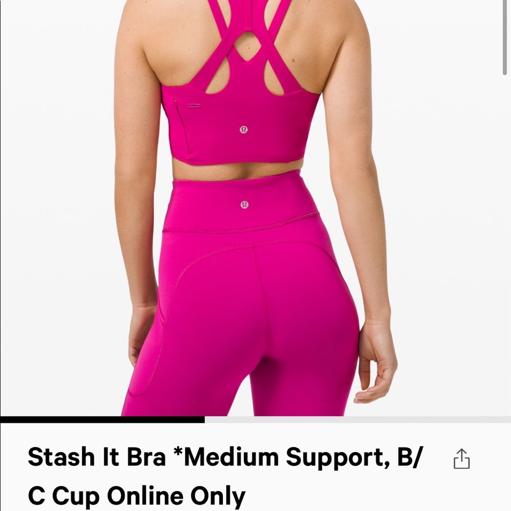 Lululemon stash it sports bra sonic pink